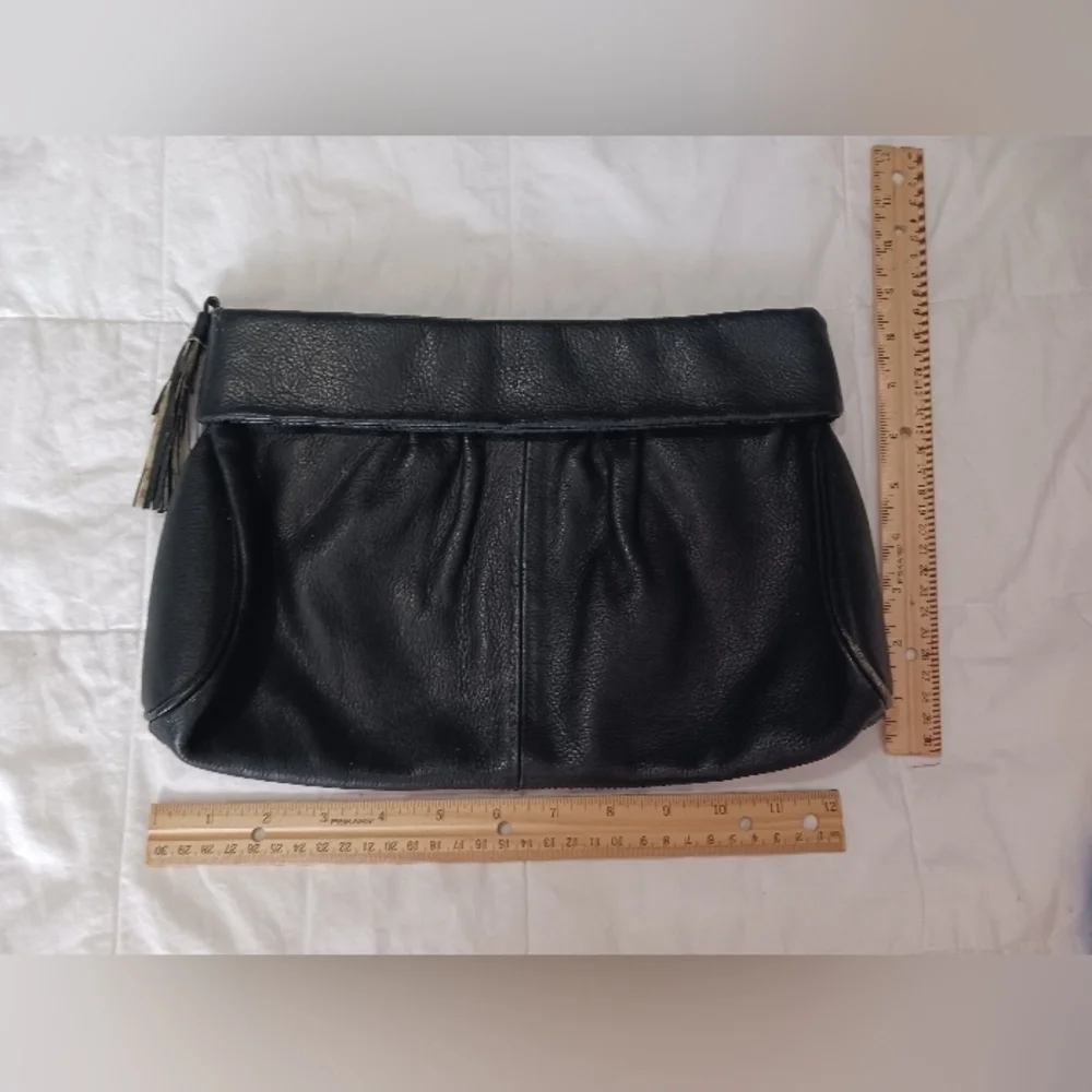 Vintage Black Leather Clutch